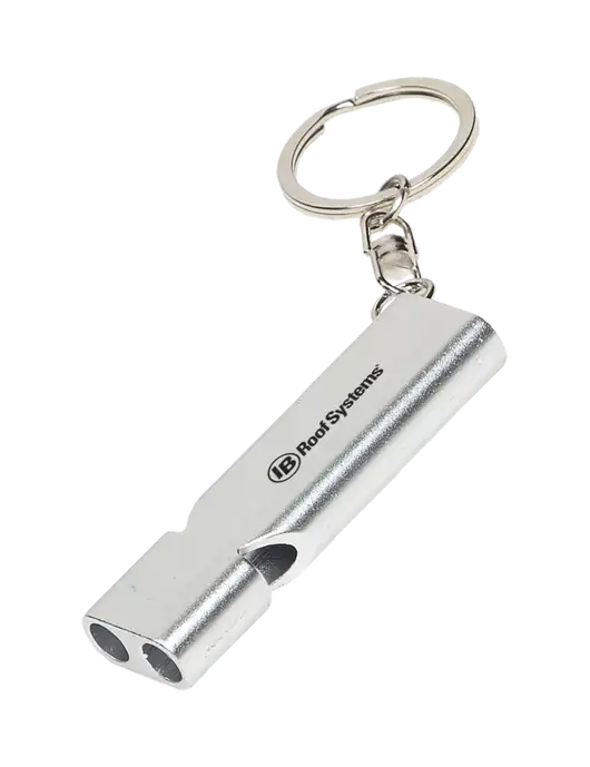 Quick Alert Silver Safety Whistle w/IB Roof Systems Logo