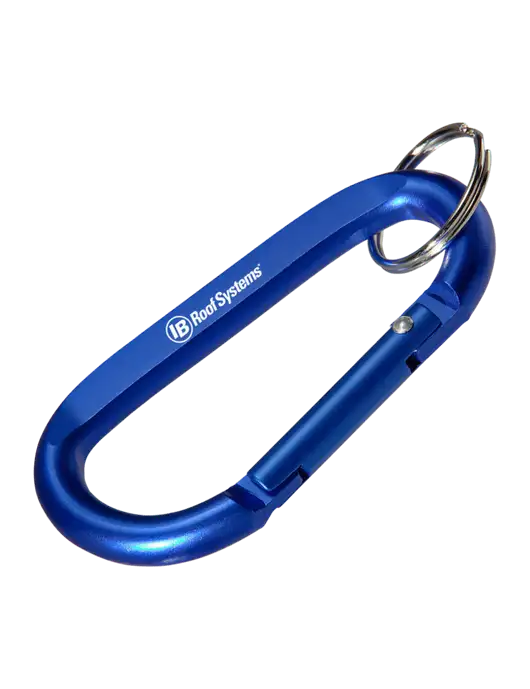 Blue Carabiner & Key Ring w/IB Roof Systems Logo