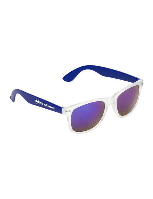 Key West Blue Mirrored Sunglasses w/IB Roof Systems Logo