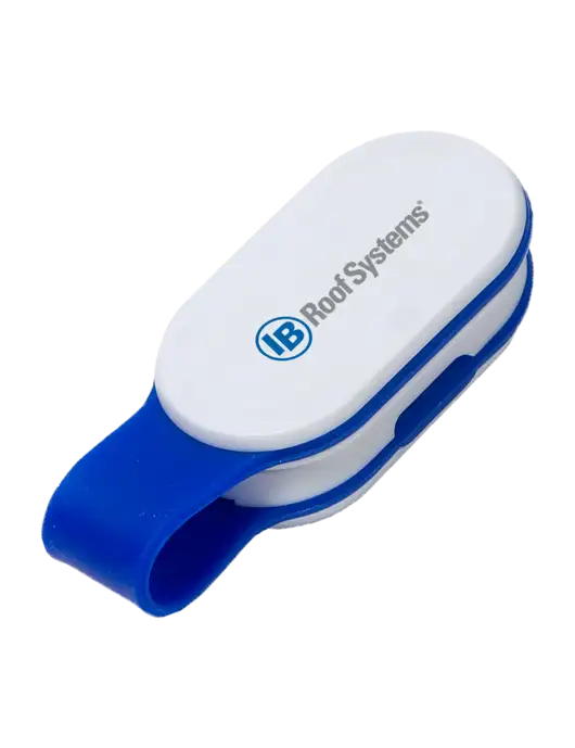 Magna Clip Blue Personal Safety Light w/IB Roof Systems Logo
