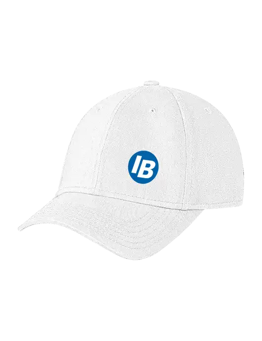 White Structured Soft Snap Closure Hook & Loop Cap w/IB Dot Logo
