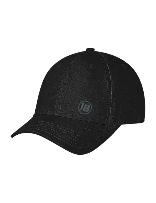 Black Structured Soft Snap Closure Hook & Loop Cap w/IB Dot Logo