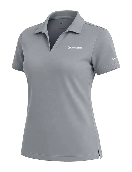 NIKE Medium Grey Womens Dri-Fit Micro Pique Polo w/IB Roof Systems Logo