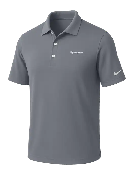 NIKE Medium Grey Dri-Fit Micro Pique Polo w/IB Roof Systems Logo