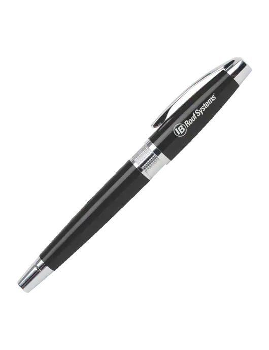 Masscotti Black Rollerball Pen - Black Ink w/IB Roof Systems Logo