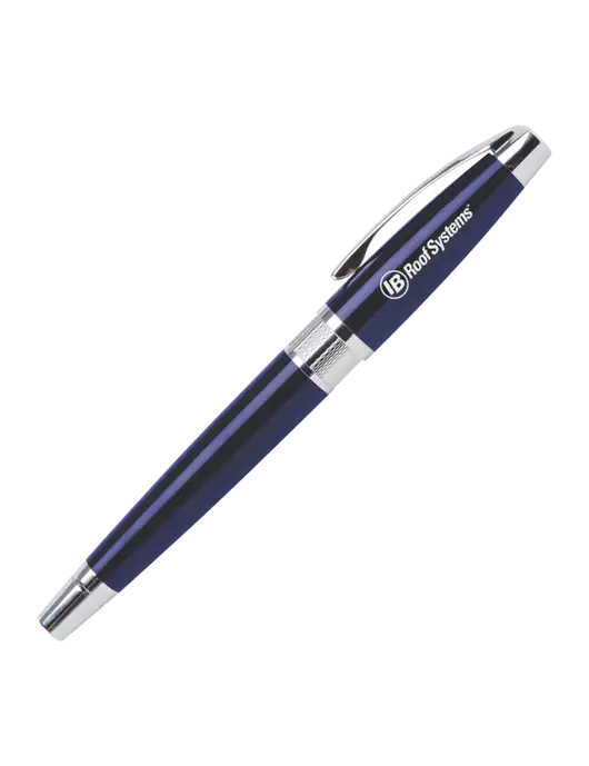 Masscotti Navy Rollerball Pen - Black Ink w/IB Roof Systems Logo