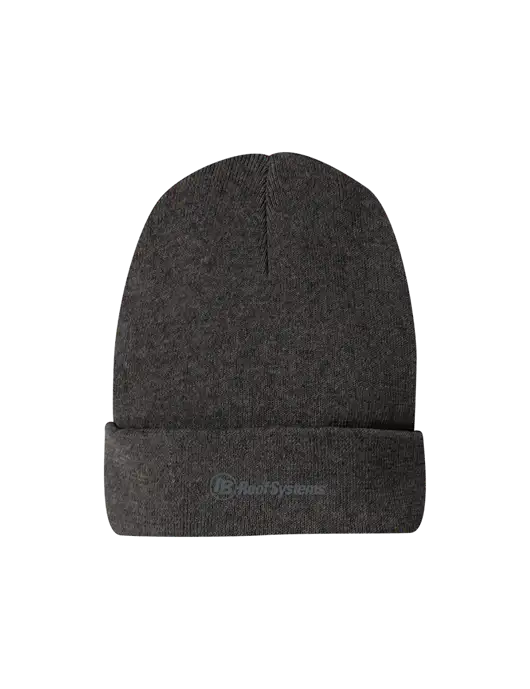 Recycled Charcoal Heather Beanie w/IB Roof Systems Logo