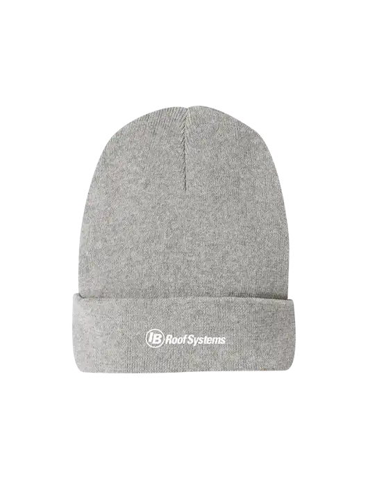 Recycled Light Heather Grey Beanie w/IB Roof Systems Logo