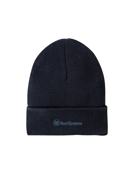 Recycled True Navy Beanie w/IB Roof Systems Logo