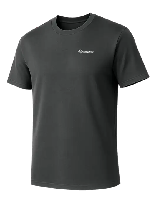 Allmade Charcoal Grey Organic Cotton Tee w/IB Roof Systems Logo