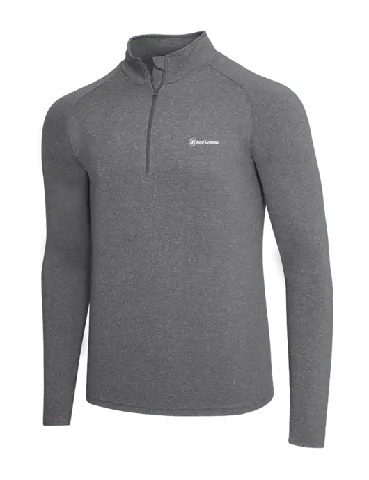 Dark Grey Heather Sport Wick Stretch 1/4 Zip Pullover w/IB Roof Systems Logo