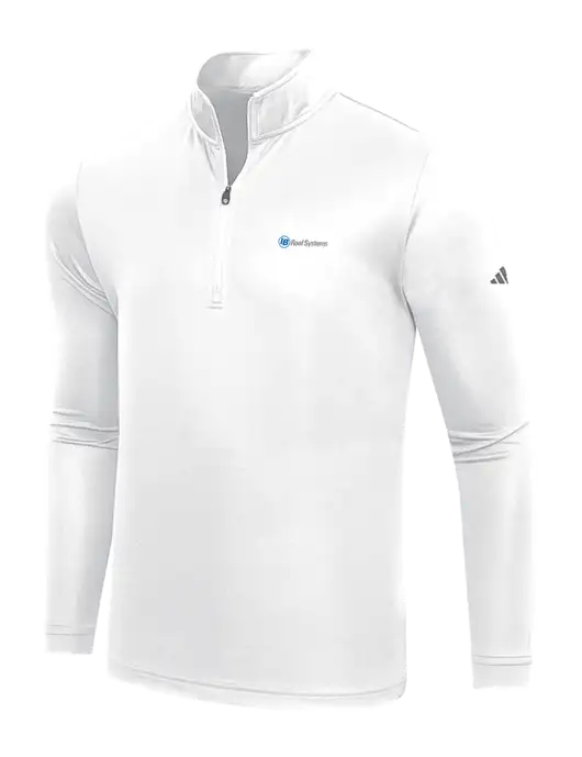 Adidas White  Lightweight Quarter Zip Pullover w/IB Roof Systems Logo