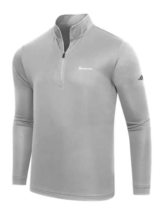 Adidas Medium Grey  Lightweight Quarter Zip Pullover w/IB Roof Systems Logo