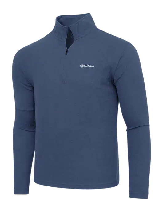 Adidas  Navy  Melange 3 Stripes Quarter Zip Sweater w/IB Roof Systems Logo