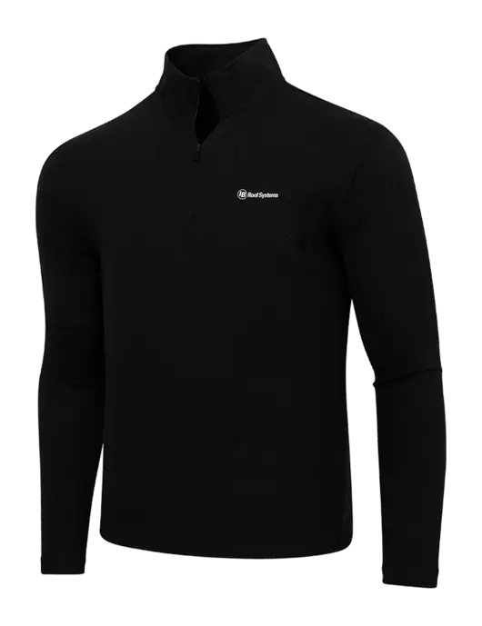 Adidas  Black Melange 3 Stripes Quarter Zip Sweater w/IB Roof Systems Logo