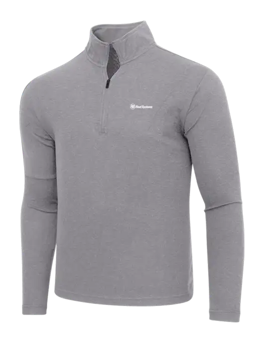 Adidas Medium Grey Melange 3 Stripes Quarter Zip Sweater w/IB Roof Systems Logo