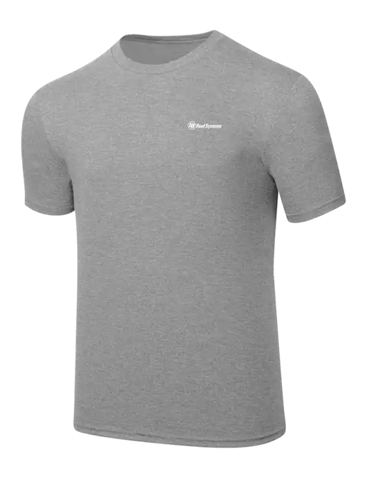 Simply Soft Heathered Light Grey 4.5oz  Poly/Combed Ring Spun Cotton T-Shirt w/IB Roof Systems Logo