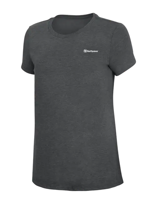 Womens Simply Soft Charcoal 4.5oz Poly/Combed Ring Spun Cotton T-Shirt w/IB Roof Systems Logo