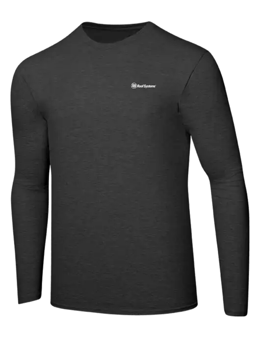 Ring Spun Dark Heather Grey 4.5 oz Long Sleeve T-Shirt w/IB Roof Systems Logo