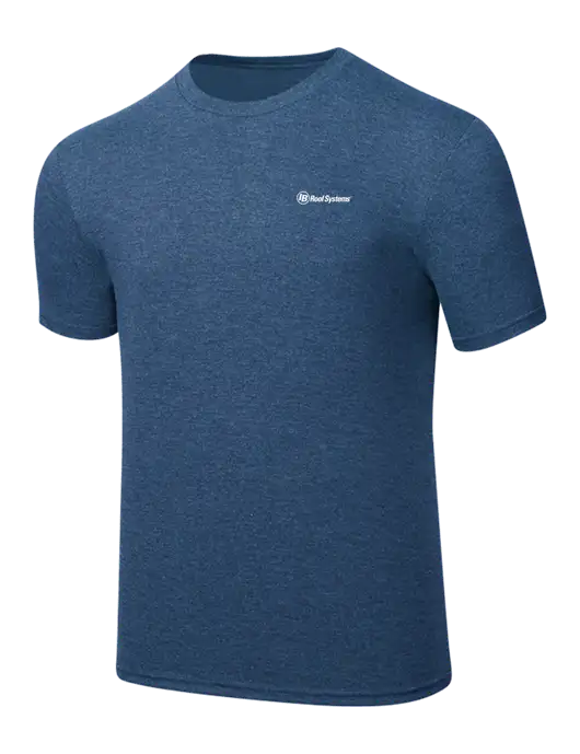 Simply Soft Heathered Navy 4.5oz  Poly/Combed Ring Spun Cotton T-Shirt w/IB Roof Systems Logo