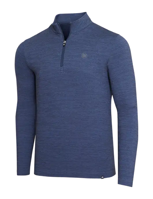 TravisMathew Navy Heather Crestview 1/4 Zip w/IB Dot Logo