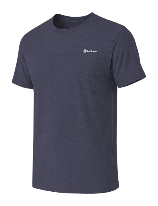 BELLA+CANVAS Heather Navy CVC Short Sleeve Tee w/IB Roof Systems Logo