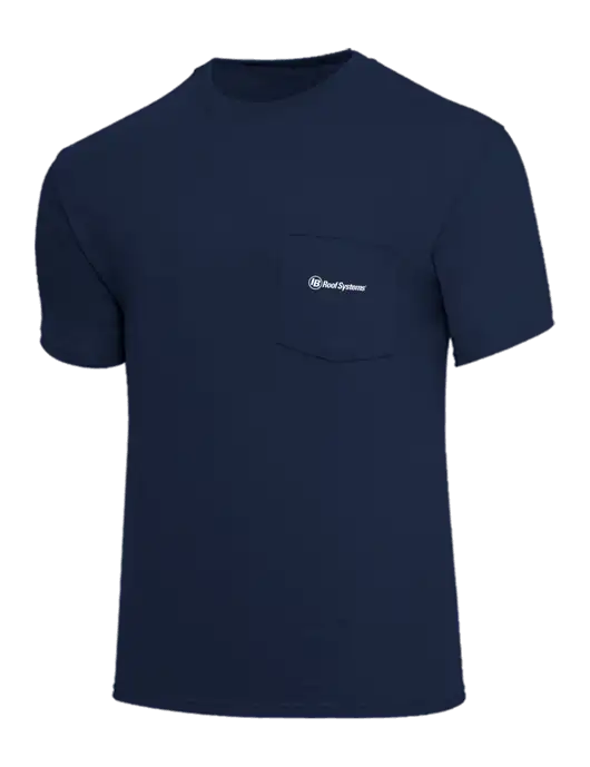 Core Blend Navy Pocket T-Shirt w/IB Roof Systems Logo