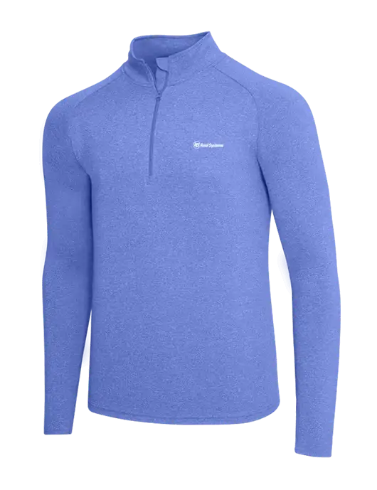 Royal Heather Sport Wick Stretch 1/4 Zip Pullover w/IB Roof Systems Logo