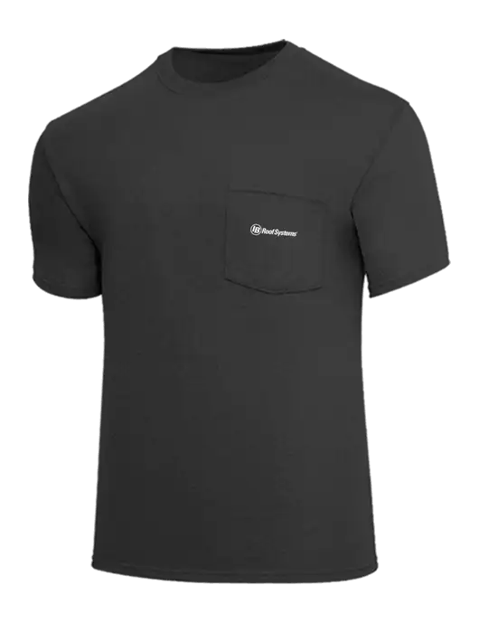 Core Blend Charcoal Grey Pocket T-Shirt w/IB Roof Systems Logo