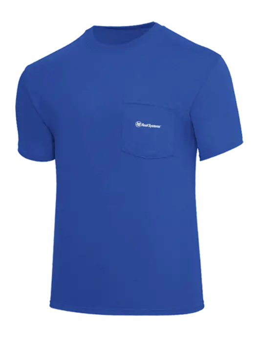Core Blend Royal Pocket T-Shirt w/IB Roof Systems Logo