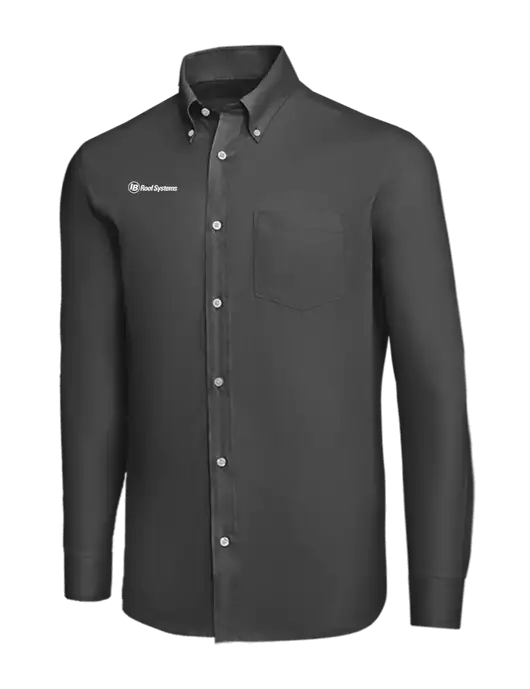 Brooks Brothers Dark Grey Wrinkle-Free Stretch Nailhead Shirt w/IB Roof Systems Logo