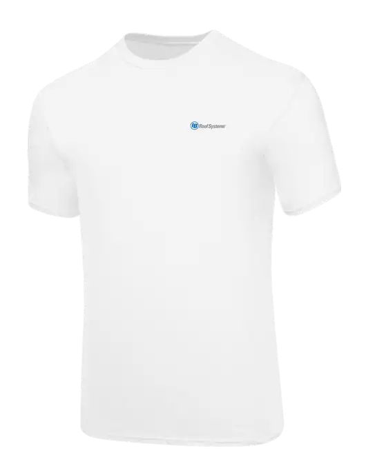 Core Blend White T-Shirt w/IB Roof Systems Logo