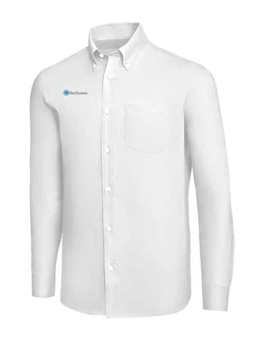 Brooks Brothers White Wrinkle-Free Stretch Nailhead Shirt w/IB Roof Systems Logo