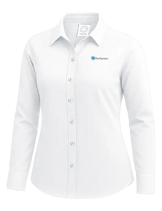 Brooks Brothers Womens White Wrinkle-Free Stretch Nailhead Shirt w/IB Roof Systems Logo