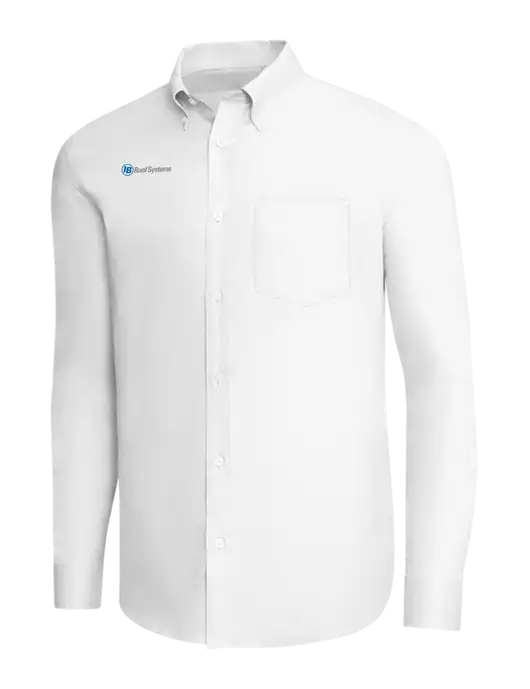 Brooks Brothers White Wrinkle-Free Stretch Pinpoint Shirt w/IB Roof Systems Logo
