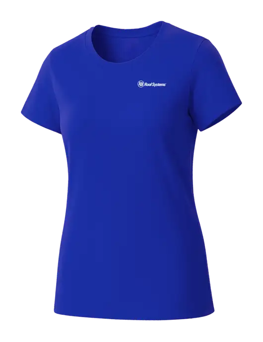 Womens Seriously Soft Royal T-Shirt w/IB Roof Systems Logo