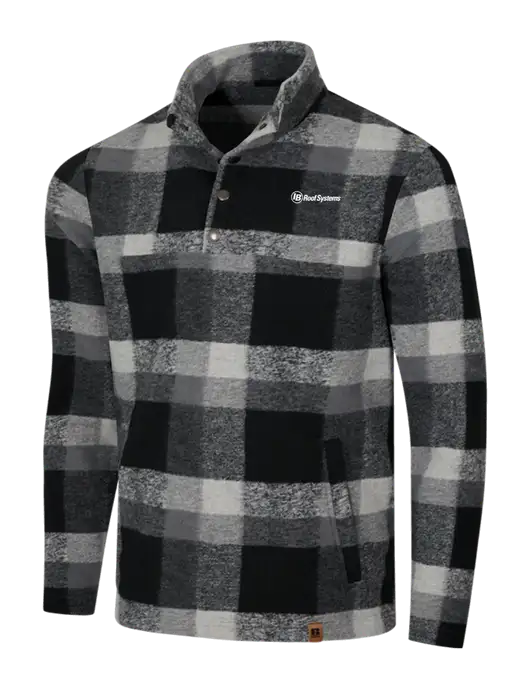 Russell Outdoors Black/White Plaid Basin Snap Pullover w/IB Roof Systems Logo