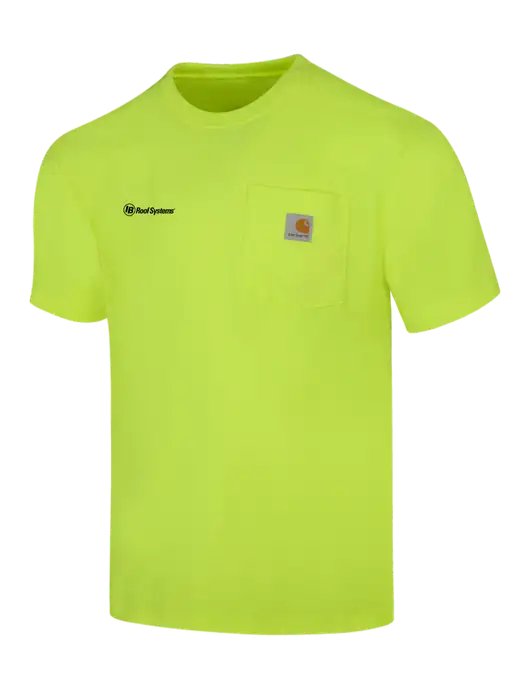 Carhartt Workwear Safety Yellow Pocket Short Sleeve T-Shirt w/IB Roof Systems Logo