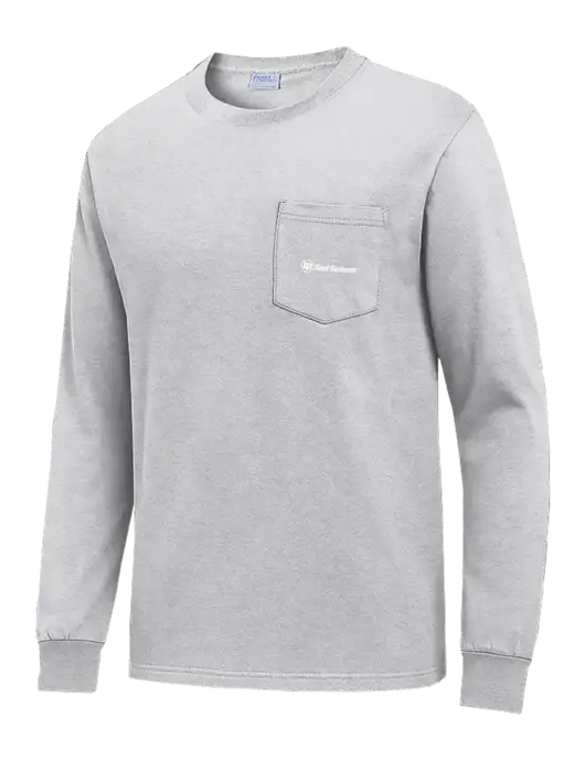 Light Grey Heather Long Sleeve Heavyweight 6.1 oz Pocket T-Shirt w/IB Roof Systems Logo