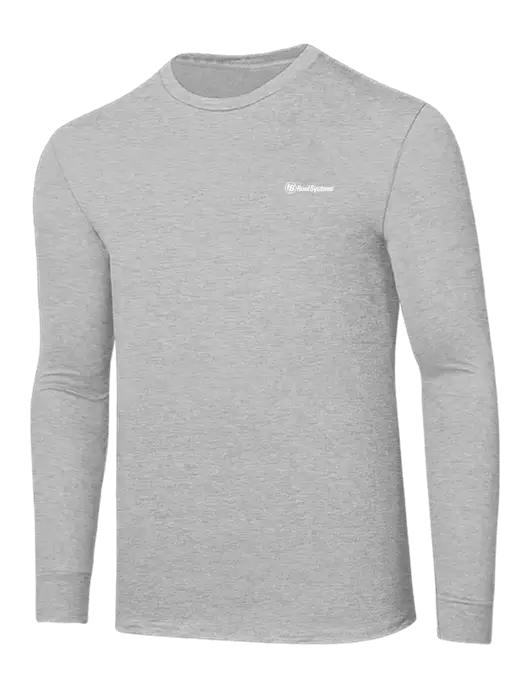 Core Blend Light Grey Heather Long Sleeve Tee w/IB Roof Systems Logo