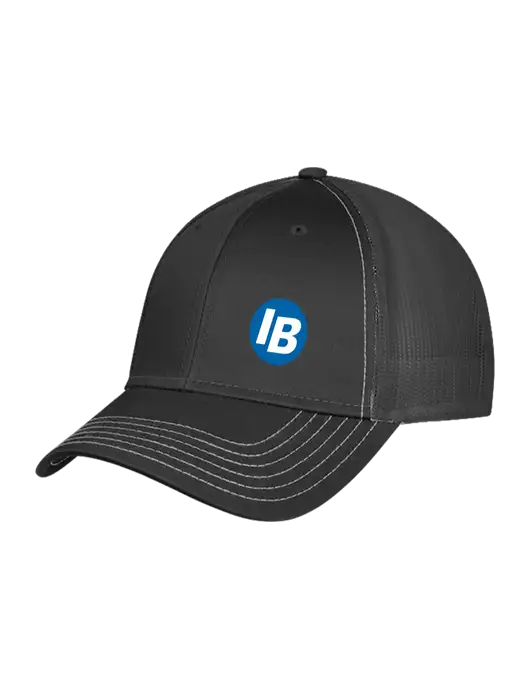 Charcoal Grey Mesh Trucker Cap Snap Back w/IB Dot Logo