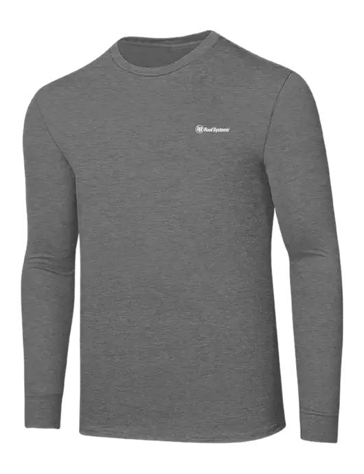 Core Blend Medium Grey Heather Long Sleeve Tee w/IB Roof Systems Logo