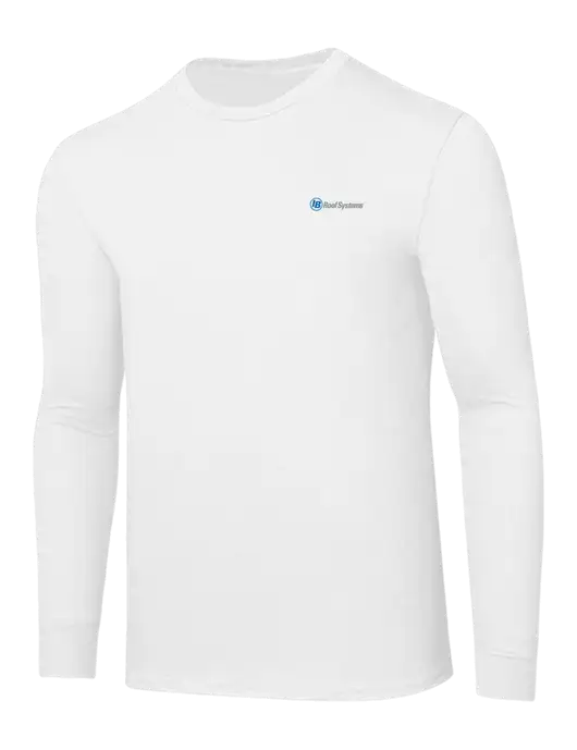 Core Blend White Long Sleeve Tee w/IB Roof Systems Logo