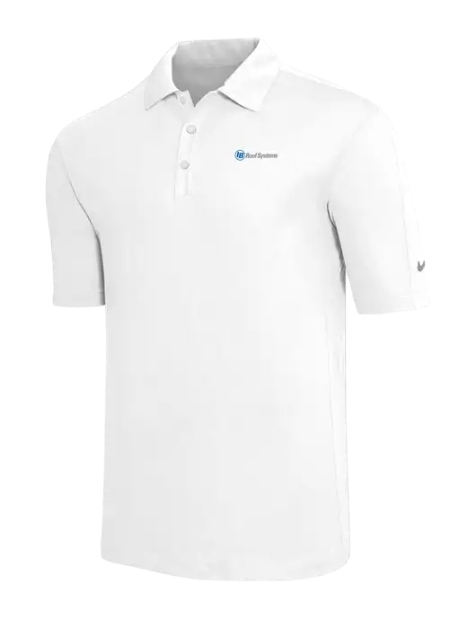 Nike White Tech Sport Dri-FIT Polo w/IB Roof Systems Logo
