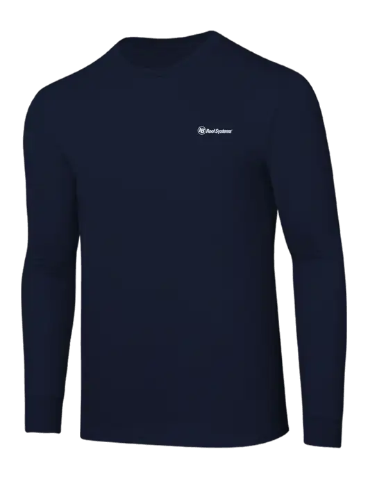 Core Blend Navy Long Sleeve Tee w/IB Roof Systems Logo