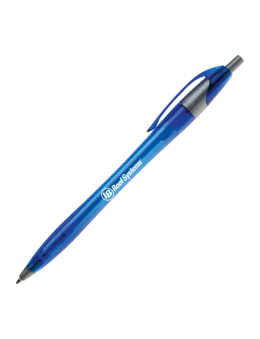 Novella Translucent Blue/Silver Jewel Pen - Blue Ink w/IB Roof Systems Logo