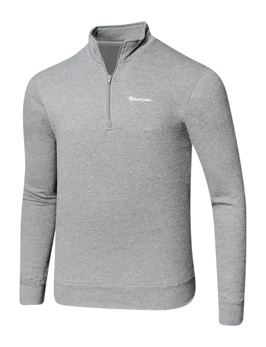 Light Heather Grey 8.5 oz Ring Spun 1/4 Zip Pullover Sweatshirt w/IB Roof Systems Logo