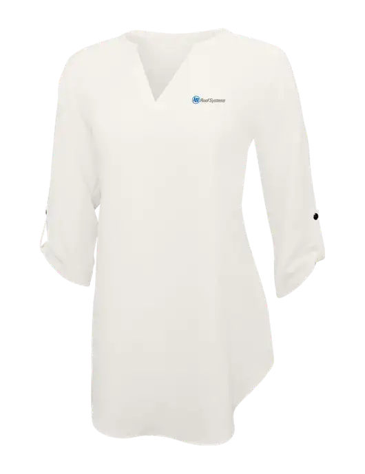 Ivory Womens 3/4 Sleeve Tunic Blouse w/IB Roof Systems Logo