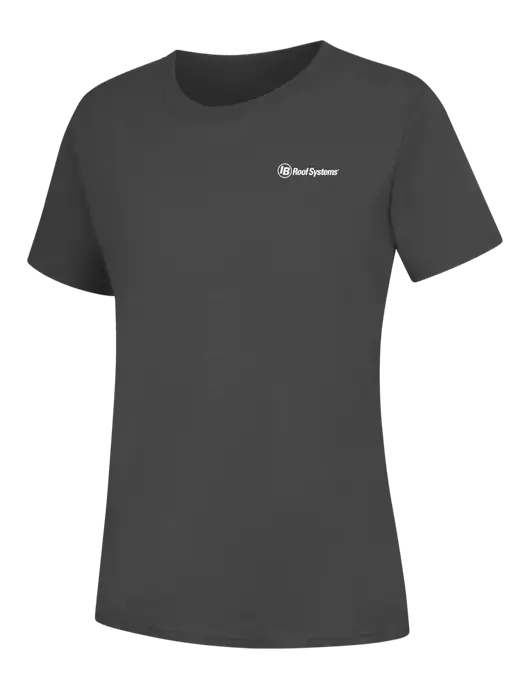 Womens Charcoal Core Blend Tee w/IB Roof Systems Logo