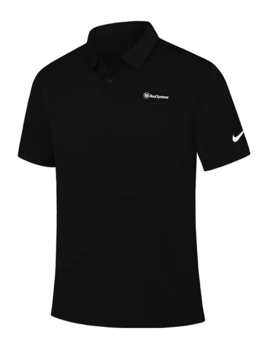 Nike Black Dry Essential Solid Polo w/IB Roof Systems Logo